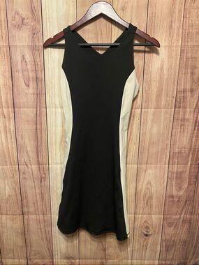 Zelos Small Sleeveless Color Block Tennis Dress tan black active wear athletic